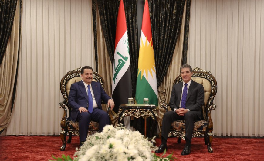 الرئيس نيجيرفان بارزاني يجتمع مع رئيس الوزراء محمد شياع السوداني