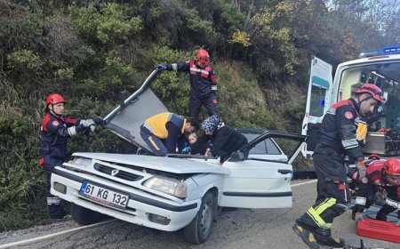 Trabzon'da otomobilin üzerine kaya parçası düştü, 5 kişi yaralandı