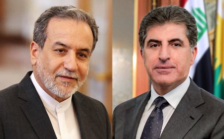 رئيس اقليم كردستان نيجيرفان بارزاني يبحث مع وزير الخارجية الايراني عراقجي تطورات الاوضاع في المنطقة