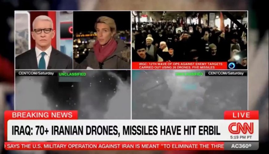 cnn وفضائيات غرببة  اخرى بدأت تغطي القصف على اربيل  والسليمانية من قبل الفصائل