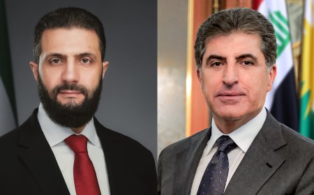 الرئيس نيجيرفان بارزاني يتلقى اتصالاً هاتفياً من الرئيس أحمد الشرع