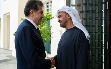 عاجل_وكالات:رئيس دولة الإمارات محمد بن زايد آل نهيان يستقبل رئيس إقليم كوردستان نيجيرفان بارزاني في أبوظبي وبحث الجانبان خلال الاجتماع علاقات العراق وإقليم كوردستان مع الإمارات وتداعيات التطورات الإقليمية