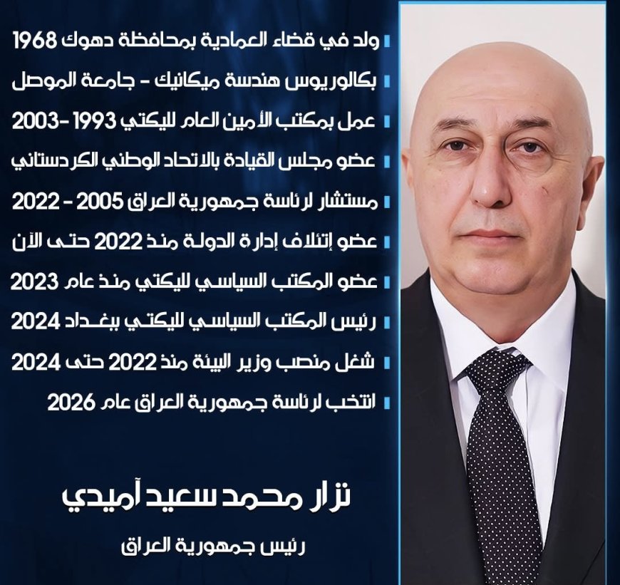 عاجل_انتخاب السيد  نزار محمد سعيد آميدي رئيسا لجمهورية العراق