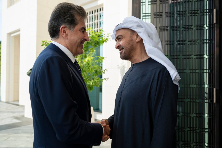 عاجل_وكالات:رئيس دولة الإمارات محمد بن زايد آل نهيان يستقبل رئيس إقليم كوردستان نيجيرفان بارزاني في أبوظبي وبحث الجانبان خلال الاجتماع علاقات العراق وإقليم كوردستان مع الإمارات وتداعيات التطورات الإقليمية