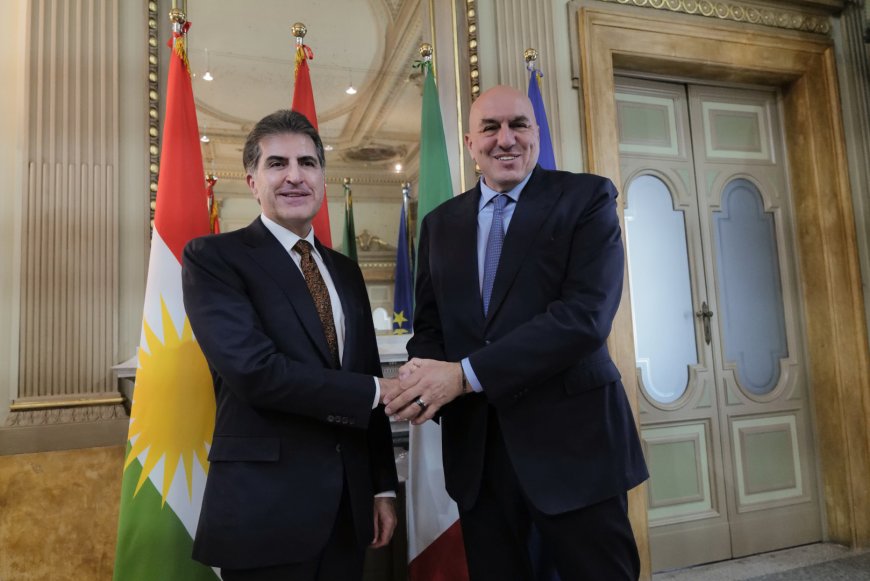 الرئيس نيجيرفان بارزاني يجتمع مع وزير الدفاع الإيطالي