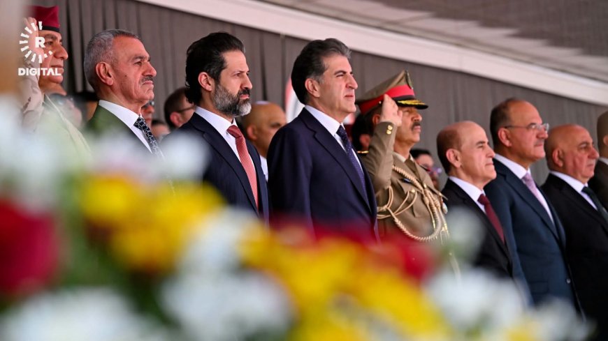 وكالات:مشاركة رئيس إقليم كوردستان نيجيرفان بارزاني في حفل تخرج الدورة الخامسة لإعداد الضباط في الكلية العسكرية بـ "قلاجولان" في السليمانية.