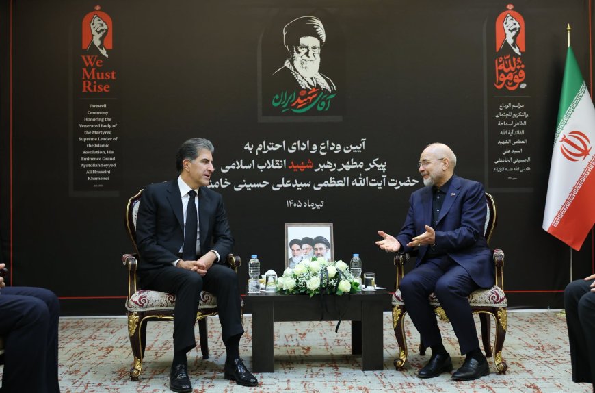 وكالات:‏اجتماع رئيس إقليم كوردستان نيجيرفان بارزاني ورئيس البرلمان الإيراني محمد باقر قاليباف في طهران.