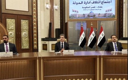 نيجيرفان بارزاني مغردا:سعدتُ بحضور اجتماع ائتلاف إدارة الدولة، مساء أمس في بغداد، ولقاء إخوتي قادة الرئاسات الأربع وقادة الكتل السياسية..