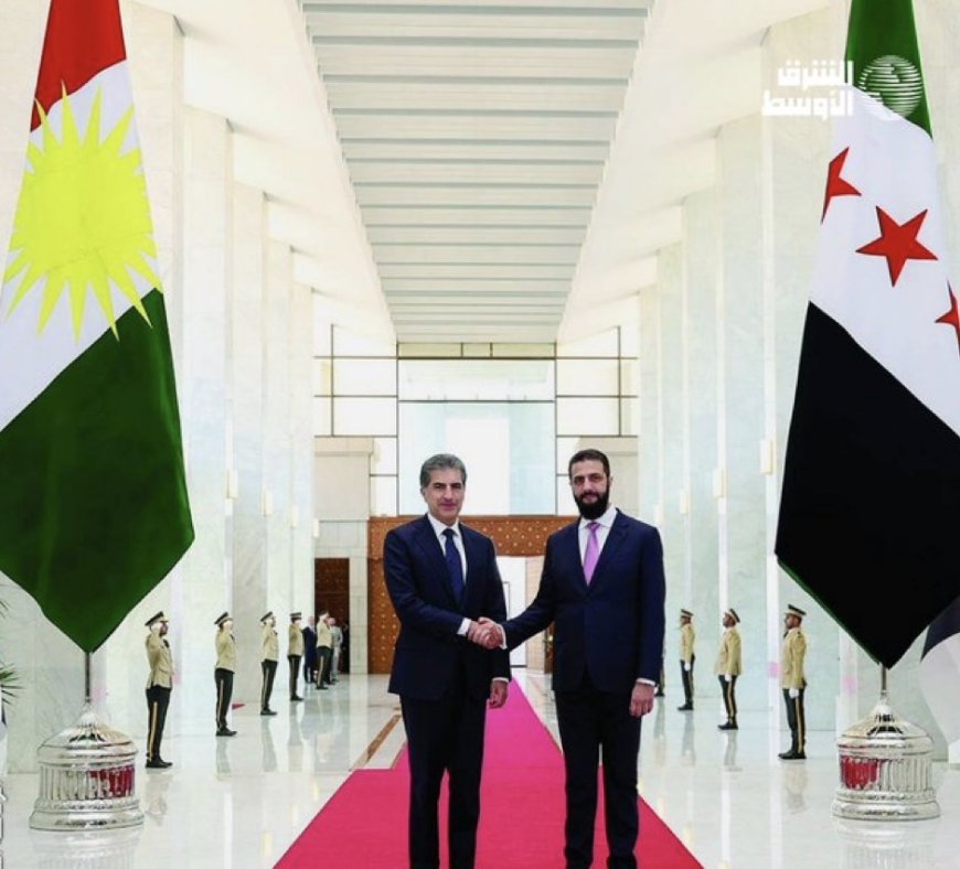 الشرق الاوسط:‏فتحت زيارة رئيس إقليم كردستان نيجيرفان بارزاني إلى دمشق الباب أمام تحركات سياسية وأمنية جديدة، بعدما حملت رسائل متبادلة بين بغداد ودمشق،